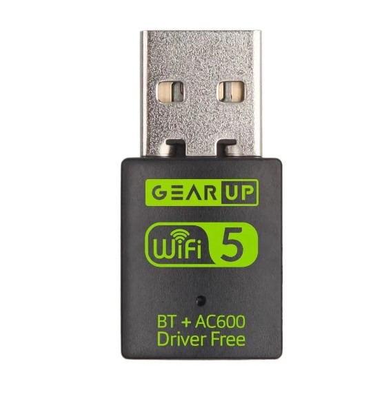 GearUP 600Mbps Dual Band WiFi + Bluetooth Adapter For Windows PC Laptop