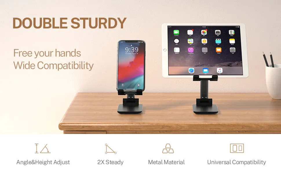 Foldable Portable Desktop Stand Phone & Tablet Stand-Adjustable Height And Angle Phone Holder For Desk