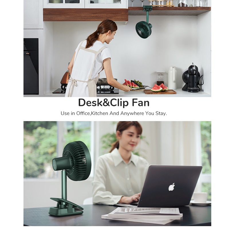 JISULIFE FA13R Auto-Oscillating Rechargeable Clip-on Fan