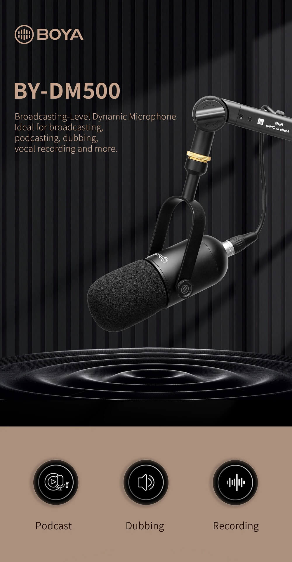 BOYA BY-DM500 Dynamic Broadcasting Studio Microphone