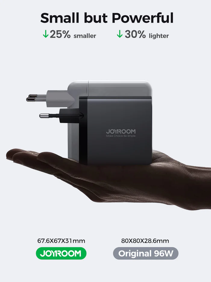 JOYROOM GaN Ultra JR-TCG04 100W 3C1A Fast Charger EU With C to C 1.2m Cable Included