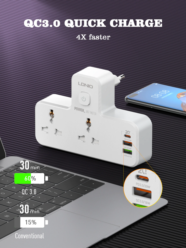 LDNIO SC2311 20W 3-Port USB Charger Extension Power Strip Price In BD