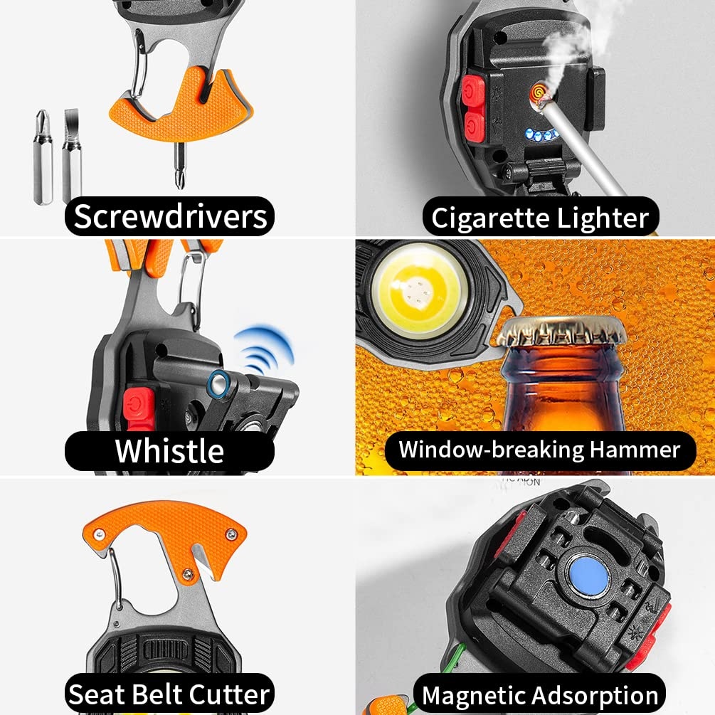 GearUP SG-61 6 In 1 Multifunctional Rechargeable Keychain Survival Light with Lighter