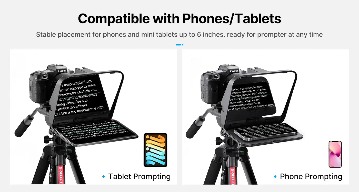 ULANZI RT02 Universal Teleprompter for Camera, Tablet, Smartphone with Remote Control