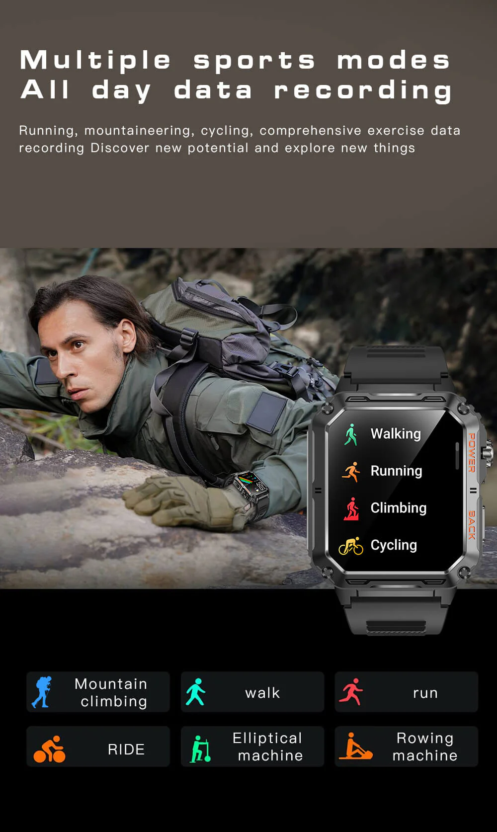 VALDUS VD38 Rugged Smartwatch Outdoor Recreation