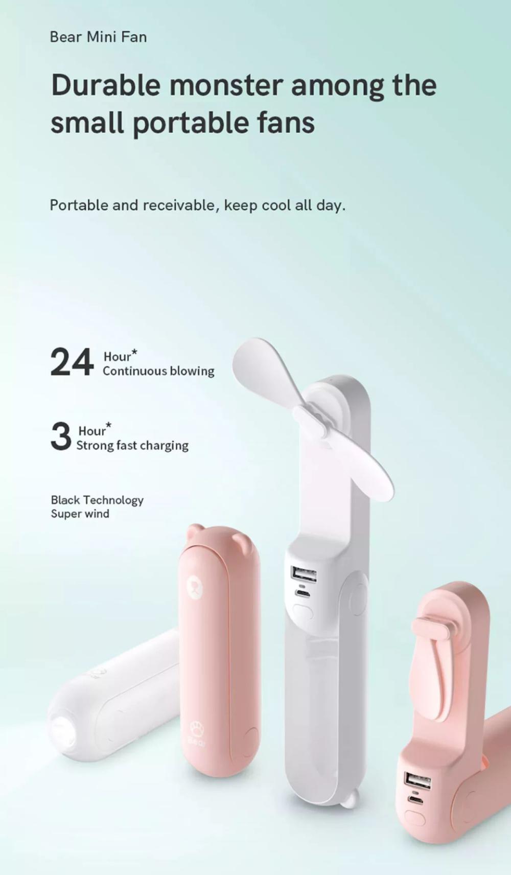 JISULIFE F8X Mini Portable Fan & Power Bank