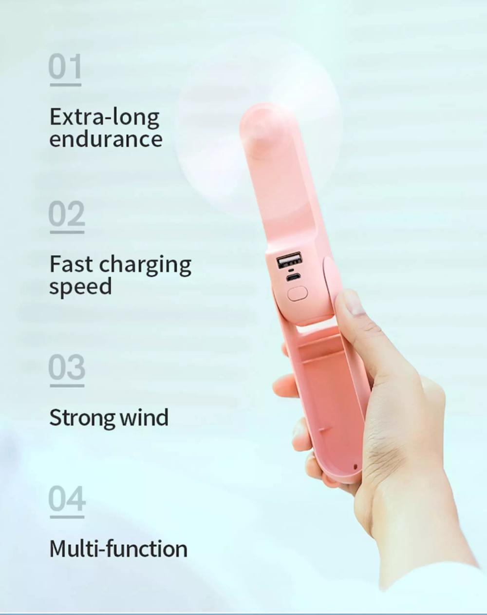 JISULIFE F8X Mini Portable Fan & Power Bank