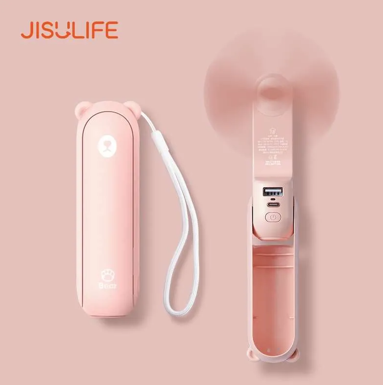 JISULIFE F8 3-in-1 Mini Foldable Handheld Fan with Flashlight & Power Bank 2000mAh