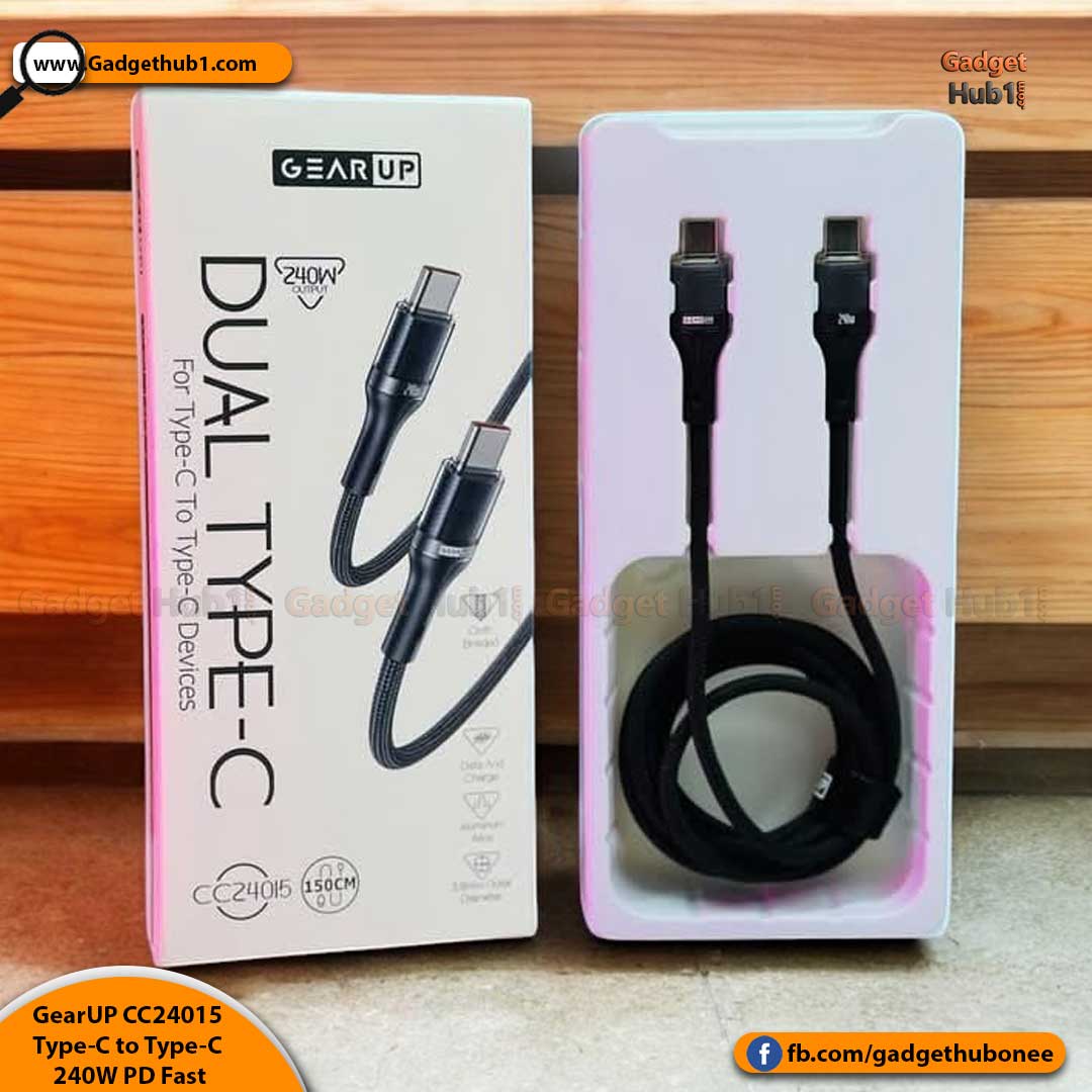 GearUP CC24015 Type-C to Type-C 240W PD Fast Charging Cable & Data Cable