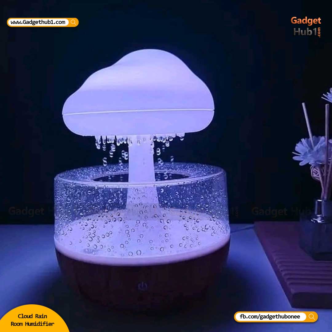 Rain Cloud Night Light Humidifier with Raining Water Drop Sound Oil Diffuser for Bedroom