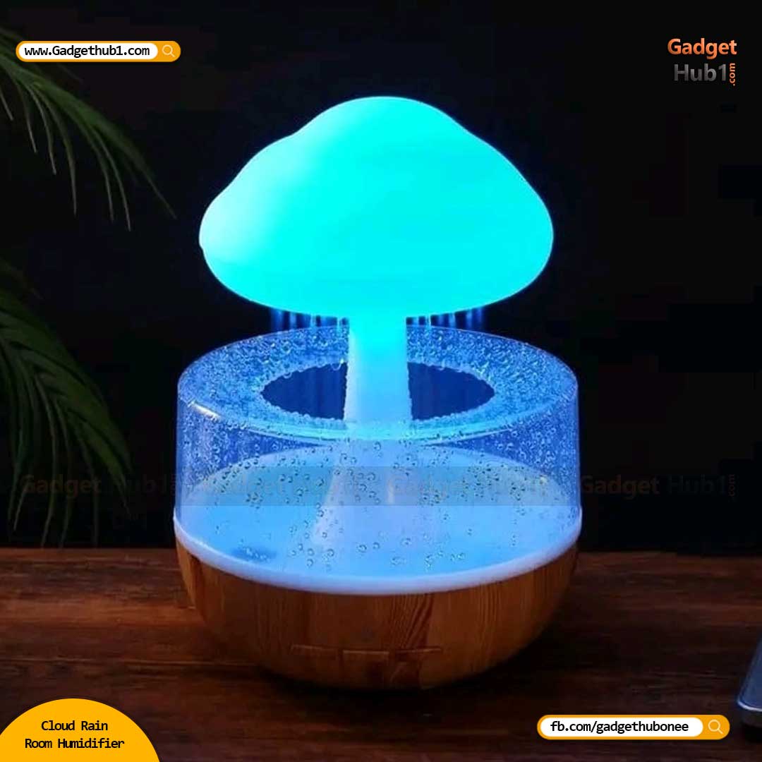 Rain Cloud Night Light Humidifier with Raining Water Drop Sound Oil Diffuser for Bedroom