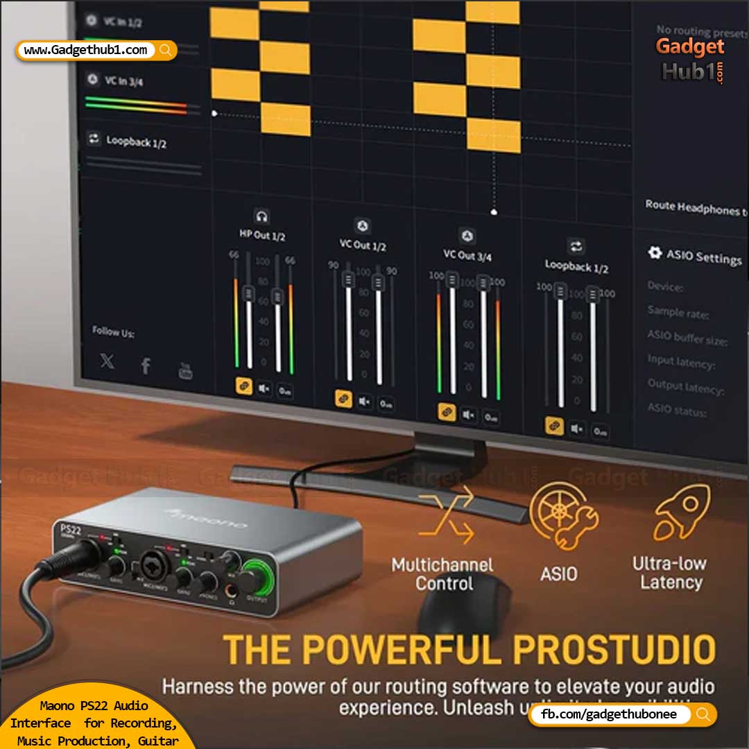 Maono PS22 Audio Interface for Recording - Music Production - Guitar