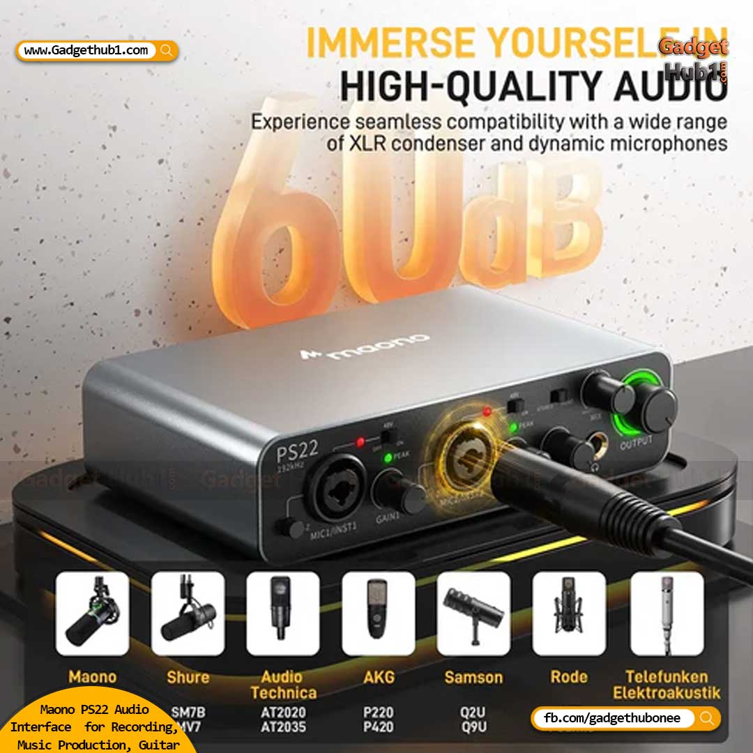 Maono PS22 Audio Interface for Recording - Music Production - Guitar