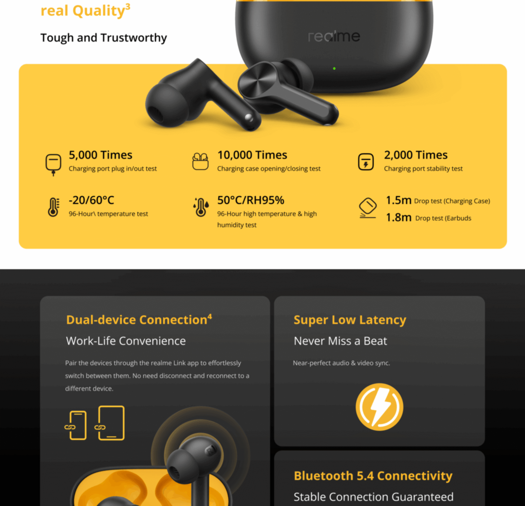 Realme Auricolari microfono bluetooth BUDS T200 Lite Tws Black RMA2415 A