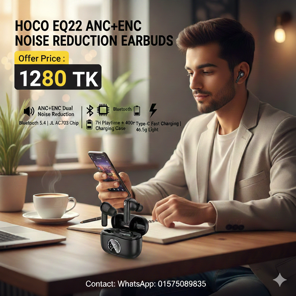 Hoco EQ22 ANC+ENC Noise Reduction BT Earbuds