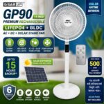 GearUP GP90 – 14 inch Premium Rechargeable LifePO4 + BLDC AC+ DC+ Solar Stand Fan (Without Solar Panel)