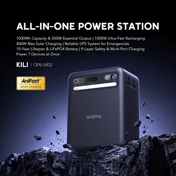 oraimo KILI 500W Solar Power Station 1000Wh