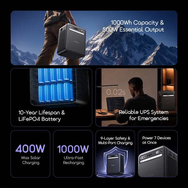 oraimo KILI 500W Solar Power Station 1000Wh