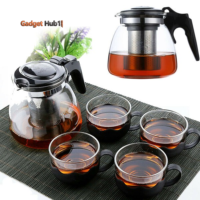 Special Tea Gift Set 5pcs 900ml Glass Teapot Elegant Kitchen Cup